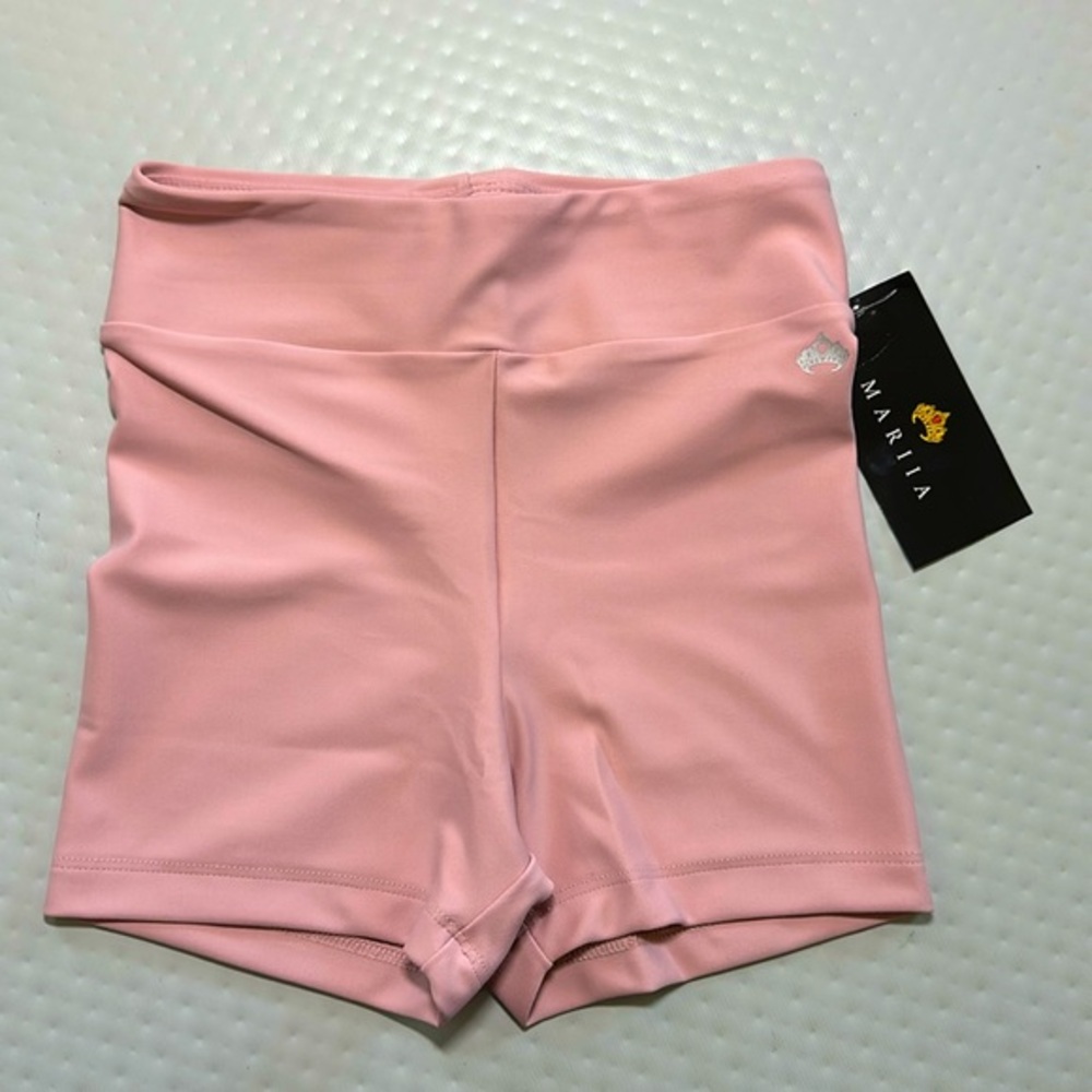 Mariia Crown dancewear high waist dance shorts bottoms pink Rose dancewear‎ CL